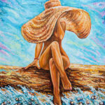 Nude lady with big sun hat